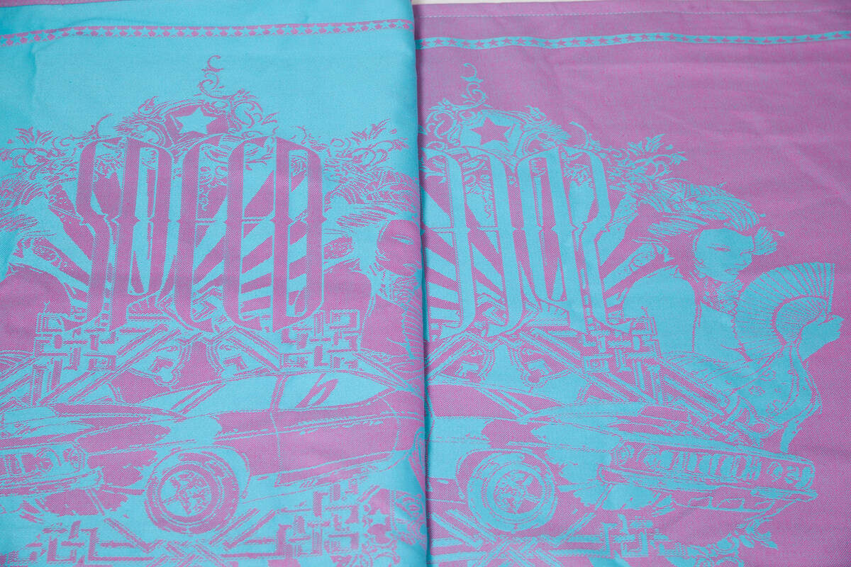 Baby Wrap, Jacquard Weave (100% cotton) - Speed Turquoise & Pink - size S #babywearing