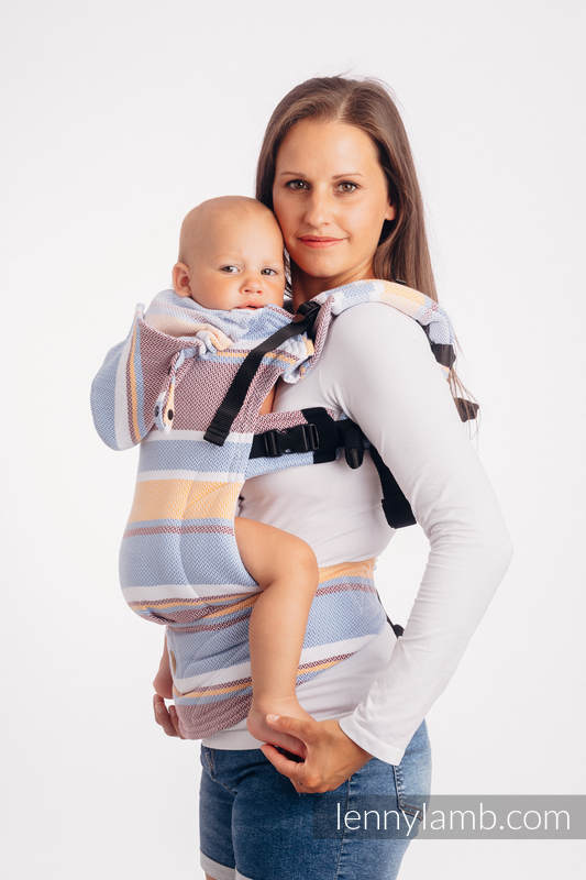 Nosidełko Ergonomiczne LennyGo, splot jodełkowy, 100% bawełna , rozmiar Baby - MAŁA JODEŁKA KWIAT POMARAŃCZY #babywearing
