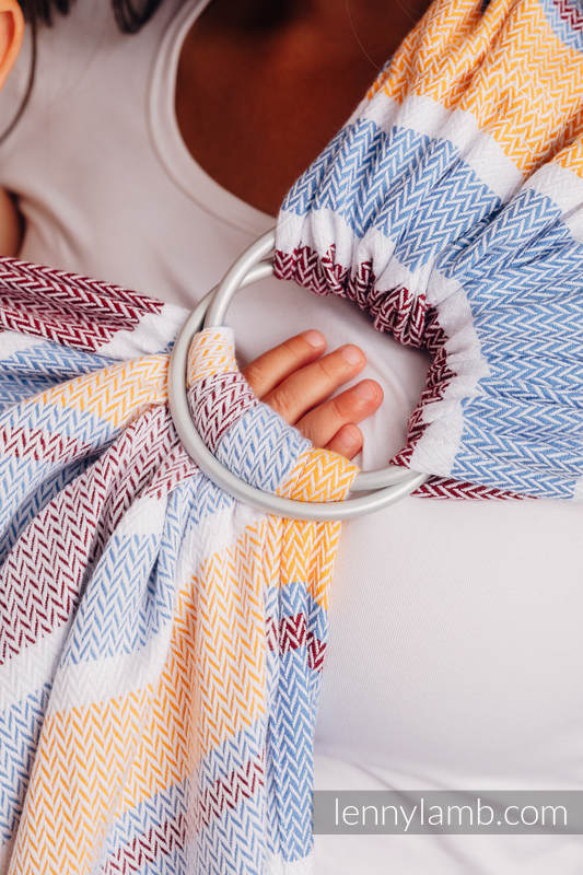 Bandolera de anillas, tejido Jacquard (100% algodón) - LITTLE HERRINGBONE ORANGE BLOSSOM - standard 1.8m #babywearing