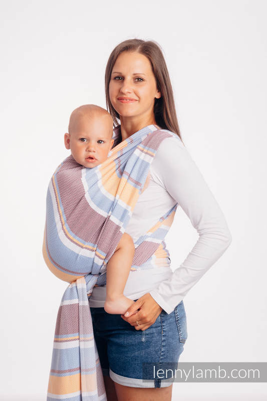 Fular, tejido Herringbone (100% algodón) - LITTLE HERRINGBONE ORANGE BLOSSOM - talla S #babywearing