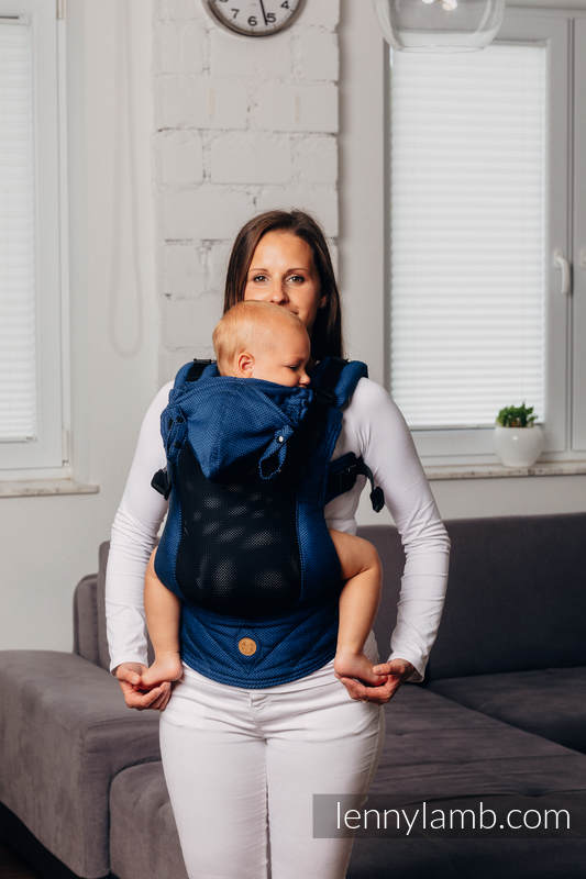 My First Baby Carrier - LennyGo with Mesh, Baby Size, herringbone weave 86% cotton, 14% polyester - COBALT #babywearing