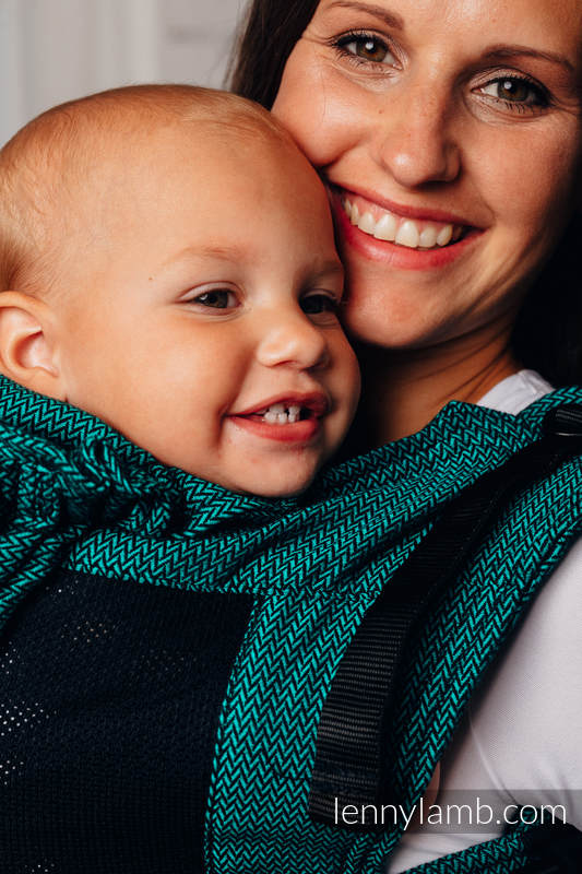 LennyGo Ergonomic Mesh Carrier, Toddler Size, herringbone weave 86% cotton, 14% polyester - EMERALD #babywearing