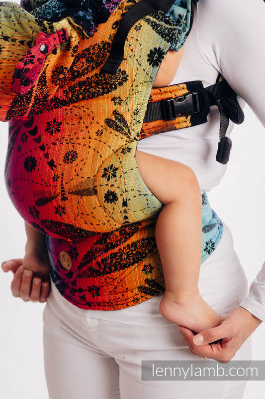 LennyGo Ergonomic Carrier, Toddler Size, jacquard weave 100% cotton - DRAGONFLY RAINBOW DARK #babywearing