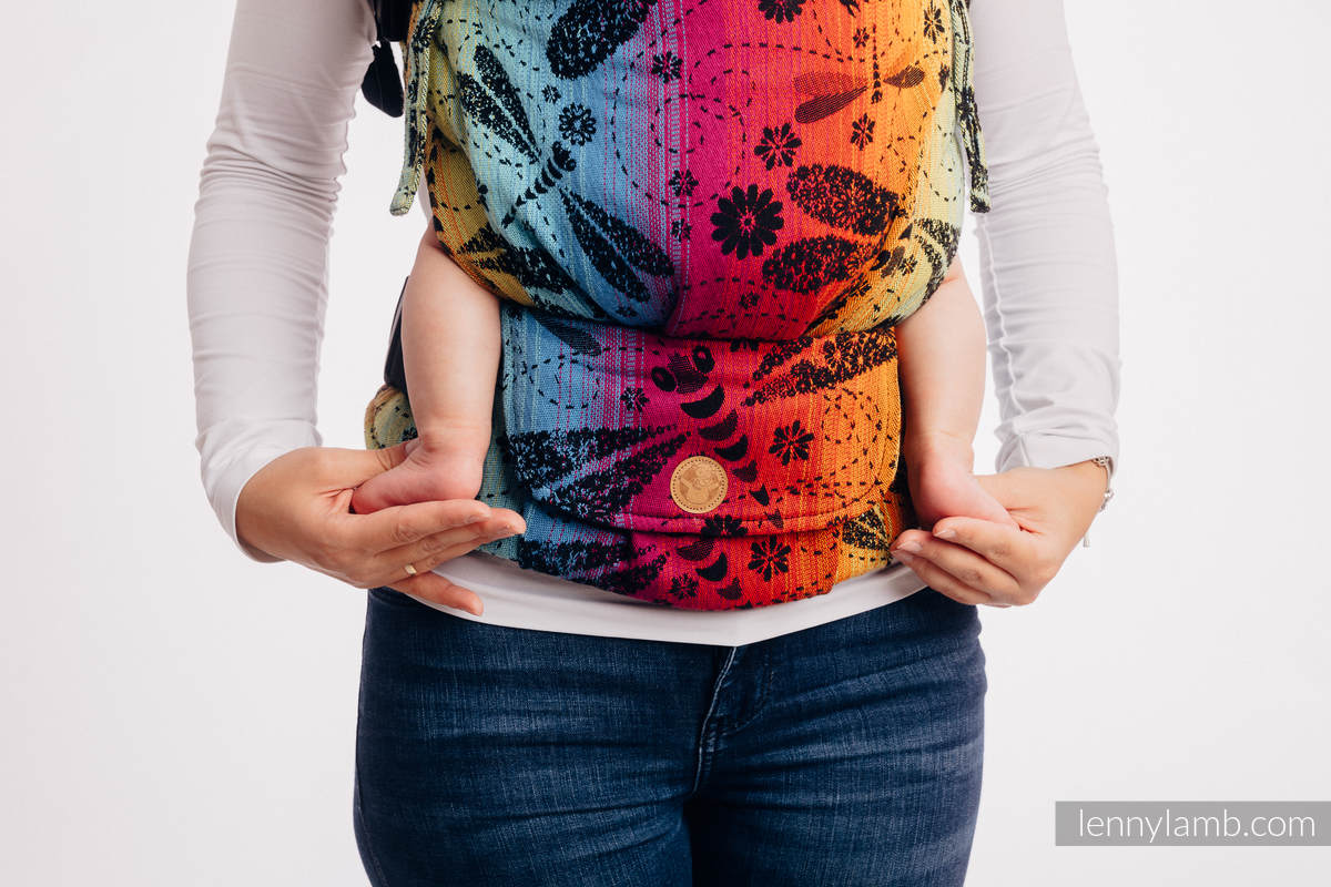 Porte-bébé LennyUpGrade, taille standard, jacquard, 100% coton - DRAGONFLY RAINBOW DARK #babywearing