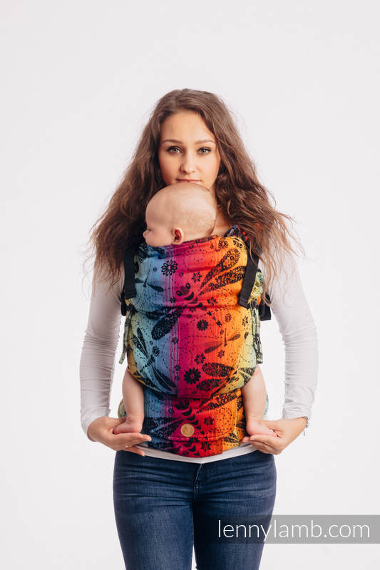 Mochila LennyUpGrade, talla estándar, tejido jaqurad 100% algodón - DRAGONFLY RAINBOW DARK #babywearing