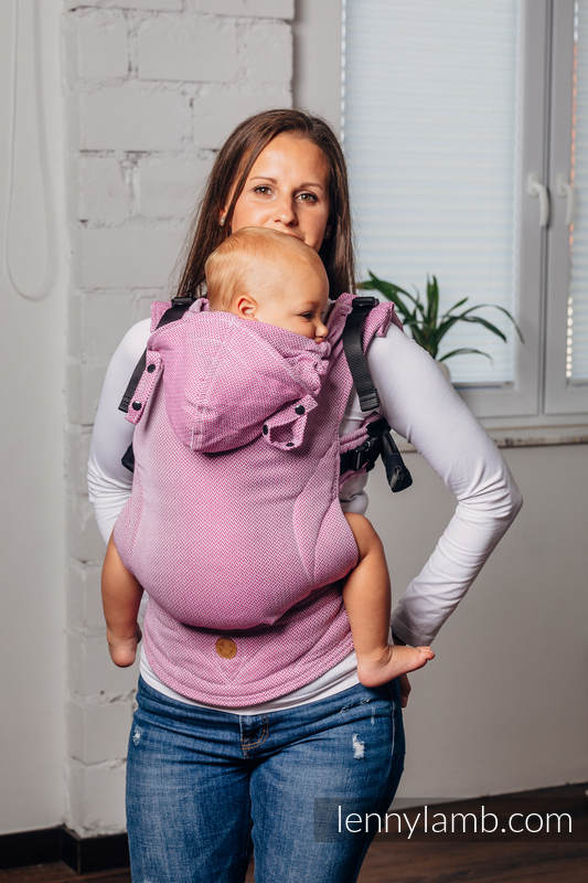 LennyGo Porte-bébé ergonomique de la gamme de base - LITTLE HERRINGBONE PURPLE , taille bébé, tissage herringbone, 100% coton #babywearing