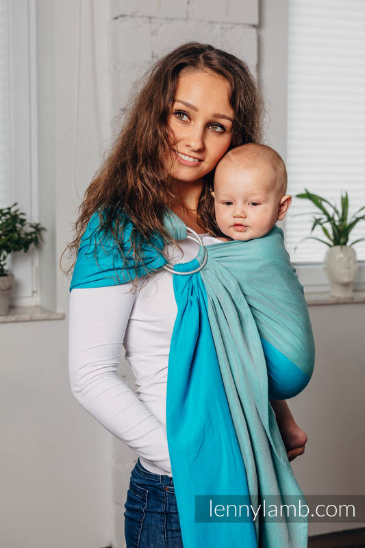 Moja pierwsza chusta kółkowa do noszenia dzieci - LABRADORYT, tkana splotem skośno-krzyżowym - bawełniana - ramię bez zakładek - standard 1.8m (drugi gatunek) #babywearing