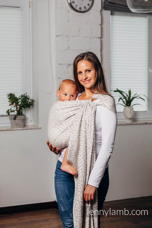 Chusta kółkowa do noszenia dzieci - ALABASTER, tkana splotem żakardowym - bawełniana - ramię bez zakładek - standard 1.8m #babywearing