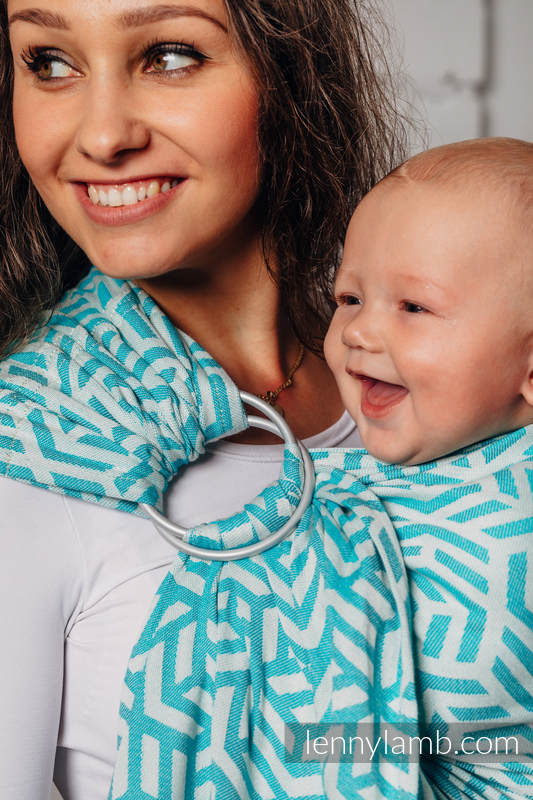 Chusta kółkowa do noszenia dzieci - APATYT, splot żakardowy - bawełniana - ramię bez zakładek - long 2.1m #babywearing