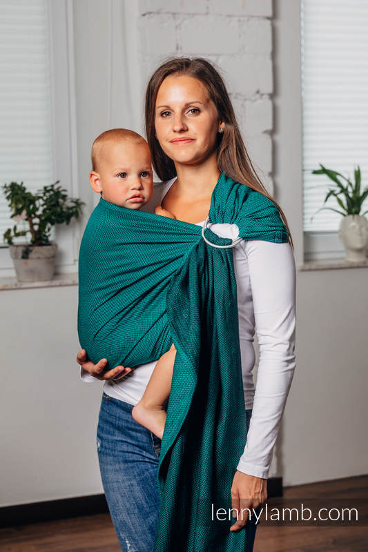 Bandolera de anillas Línea Básica - EMERALD - 100% algodón, tejido de espiga - con plegado simple - long 2.1m #babywearing