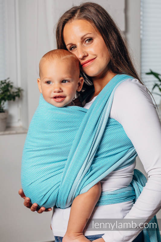 Baby Sling, Herringbone Weave (100% cotton) - LITTLE HERRINGBONE TURQUOISE - size L #babywearing