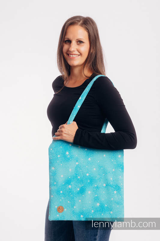 Einkaufstasche, hergestellt aus gewebtem Stoff (96 % Baumwolle, 4% metallisiertes Garn) - TWINKLING STARS - PERSEIDS #babywearing