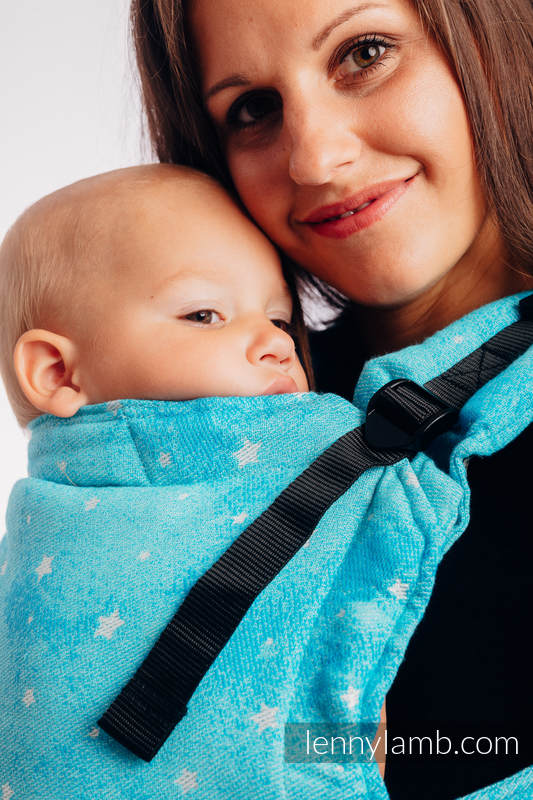 Porte-bébé LennyUpGrade, taille standard, jacquard 96% coton, 4% fil métallisé, TWINKLING STARS - PERSEIDS #babywearing