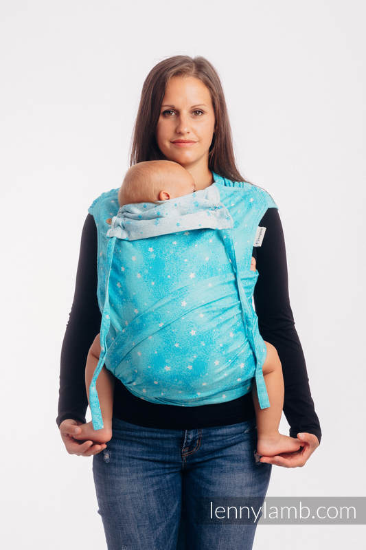 Nosidełko dla dzieci WRAP-TAI TODDLER, 96% bawełna, 4% przędza metalizowana, splot żakardowy, z kapturkiem - MIGOCZĄCE GWIAZDY - PERSEIDY #babywearing