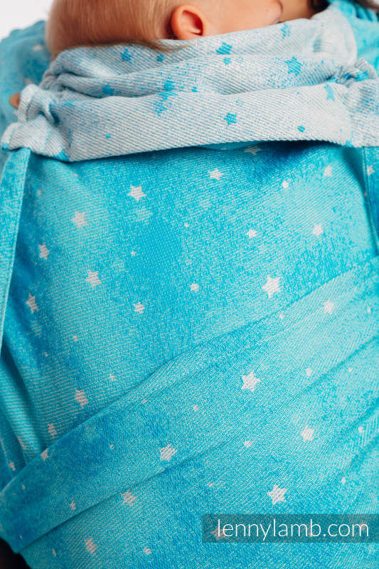 WRAP-TAI mini avec capuche, jacquard/ 96% coton, 4% fil métallisé - TWINKLING STARS - PERSEIDS #babywearing