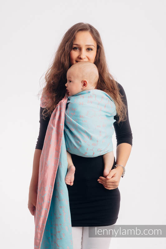 Żakardowa chusta kółkowa do noszenia dzieci, ramię bez zakładek, (47% bawełna, 37% len, 16% jedwab) - HORMONY MIŁOŚCI - PINK RIVER - long 2.1m #babywearing