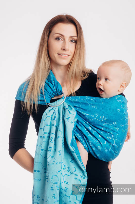Ringsling, Jacquard Weave, with gathered shoulder (72% cotton, 28% silk) - LOVE HORMONES - LOVE OCEAN - standard 1.8m #babywearing