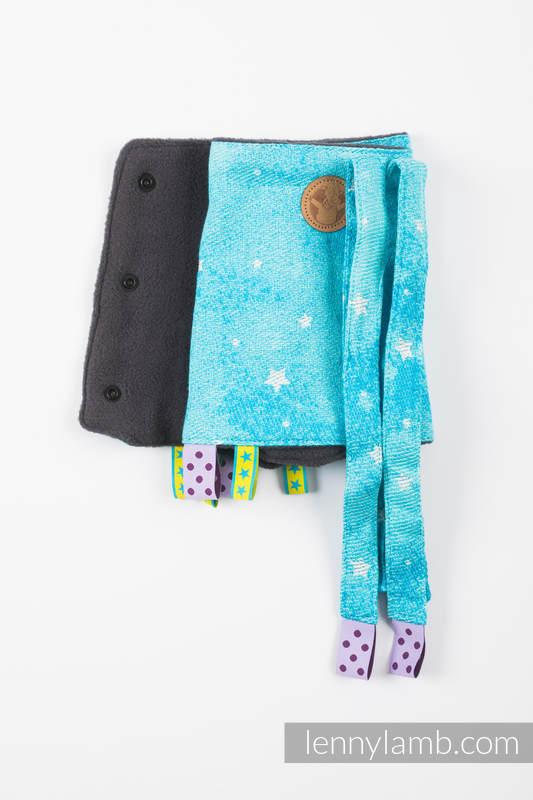 Drool Pads & Reach Straps Set, (Outer fabric - 96% cotton, 4% metallised yarn; Lining - 100% polyester) - TWINKLING STARS - PERSEIDS #babywearing