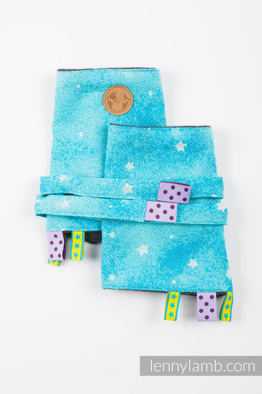 Drool Pads & Reach Straps Set, (Outer fabric - 96% cotton, 4% metallised yarn; Lining - 100% polyester) - TWINKLING STARS - PERSEIDS #babywearing