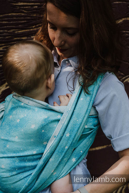 Żakardowa chusta do noszenia dzieci, 96% bawełna, 4% przędza metalizowana - MIGOCZĄCE GWIAZDY - PERSEIDY - rozmiar M #babywearing