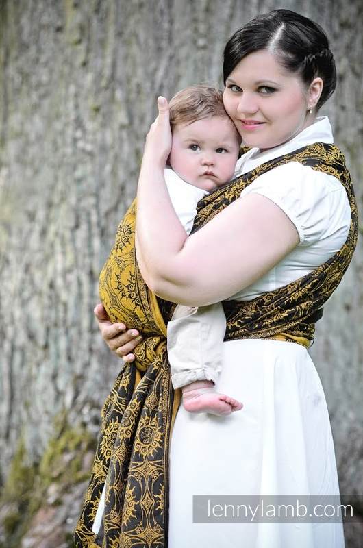 Żakardowa chusta do noszenia dzieci, bawełna - Eklipsa Czarny z Żółtym - rozmiar M (drugi gatunek) #babywearing