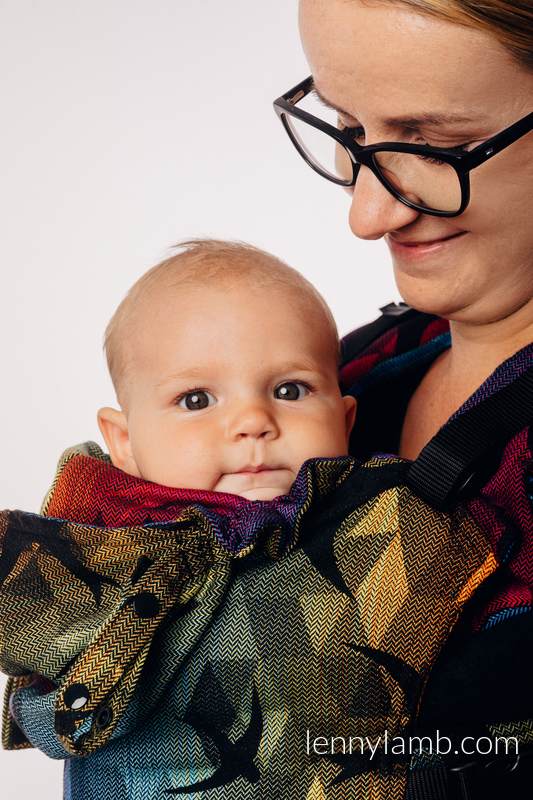 Nosidełko Ergonomiczne LennyGo z tkaniny żakardowej, 100% bawełna, Toddler Size - JASKÓŁKI TĘCZOWE DARK #babywearing