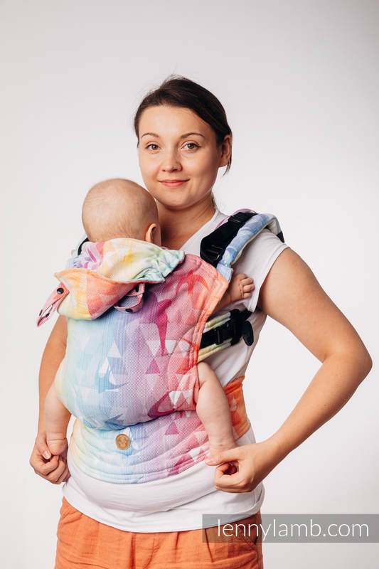 Nosidełko Ergonomiczne LennyGo z tkaniny żakardowej, 100% bawełna, Baby Size - JASKÓŁKI TĘCZOWE LIGHT #babywearing