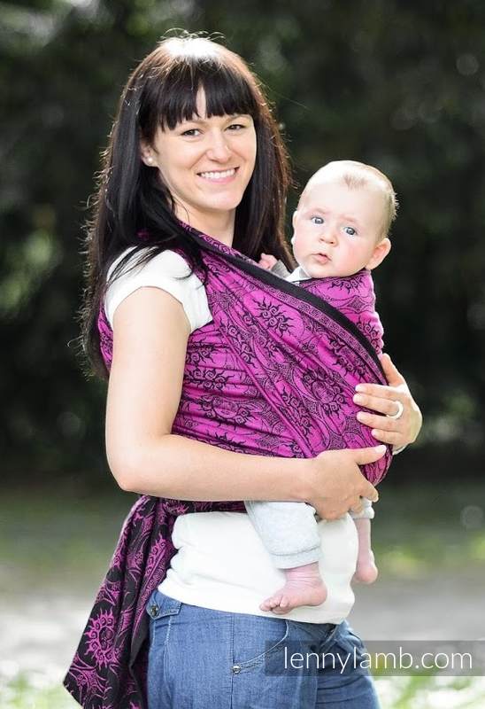 Żakardowa chusta do noszenia dzieci, bawełna - Eklipsa Purpura z Czernią - rozmiar S #babywearing