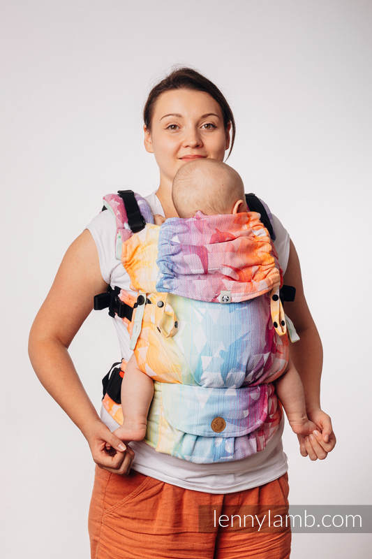Mochila LennyUpGrade, talla estándar, tejido jaquard 100% algodón - SWALLOWS RAINBOW LIGHT #babywearing