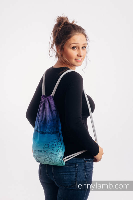 Turnbeutel, hergestellt vom gewebten Stoff (100% Baumwolle) - BUBO OWLS - DUSK - Standard Größe 32cmx43cm #babywearing