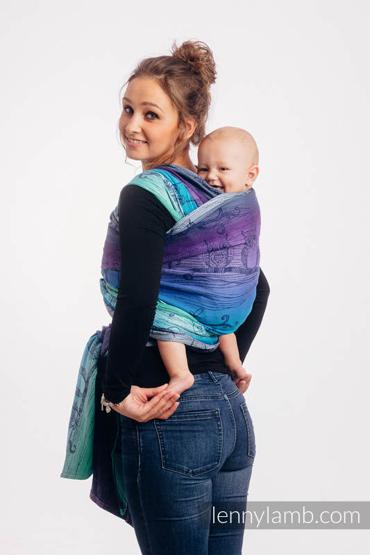 Żakardowa chusta do noszenia dzieci, 100% bawełna - SOWY BUBO - ZMROK - rozmiar XS #babywearing