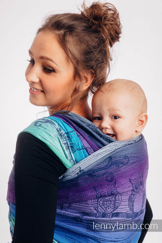 Fular, tejido jacquard (100% algodón) - BUBO OWLS - DUSK - talla M #babywearing