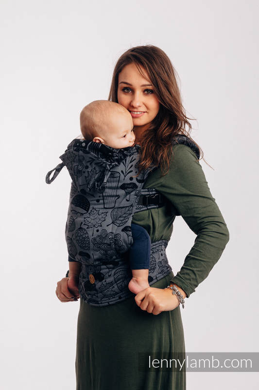 LennyGo Mochila ergonómica, talla bebé, jacquard 100% algodón - UNDER THE LEAVES - NIGHT VENTURE #babywearing