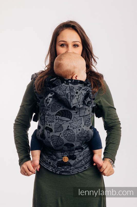 LennyGo Ergonomic Carrier, Baby Size, jacquard weave 100% cotton - UNDER THE LEAVES - NIGHT VENTURE #babywearing