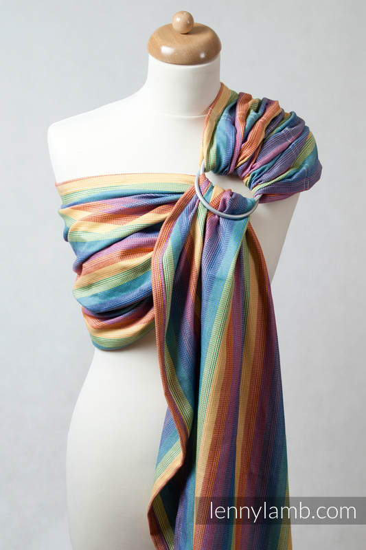 Ring Sling, Broken Twill Weave (bamboo + cotton) with gathered shoulder- Sunrise Rainbow (grade B) #babywearing