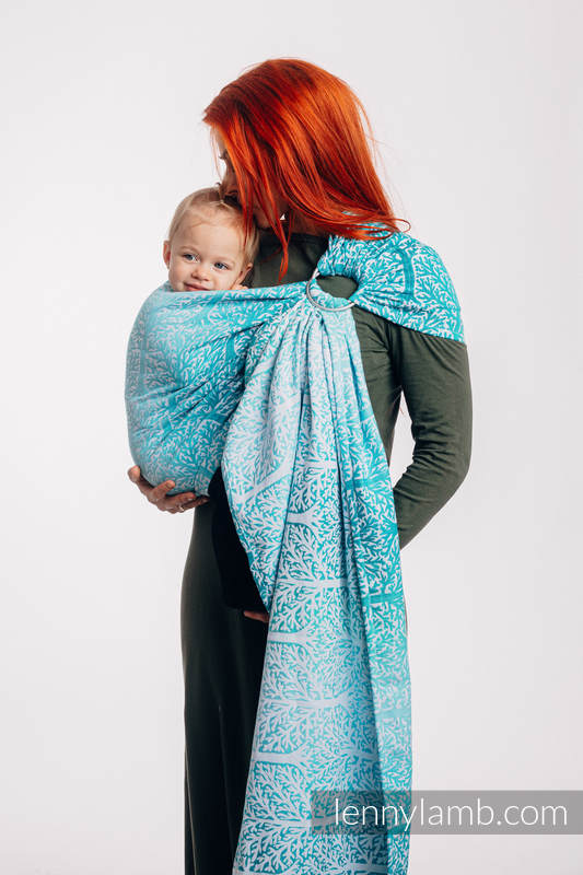 Żakardowa chusta kółkowa do noszenia dzieci, 96% bawełna, 4% przędza metalizowana - LEŚNA KRAINA - SZRON - standard 1.8m #babywearing