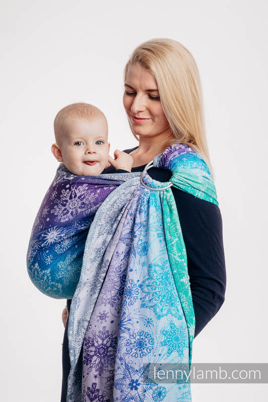 Ringsling, Jacquard Weave (100% cotton) - with gathered shoulder - SNOW QUEEN - CRYSTAL - long 2.1m #babywearing