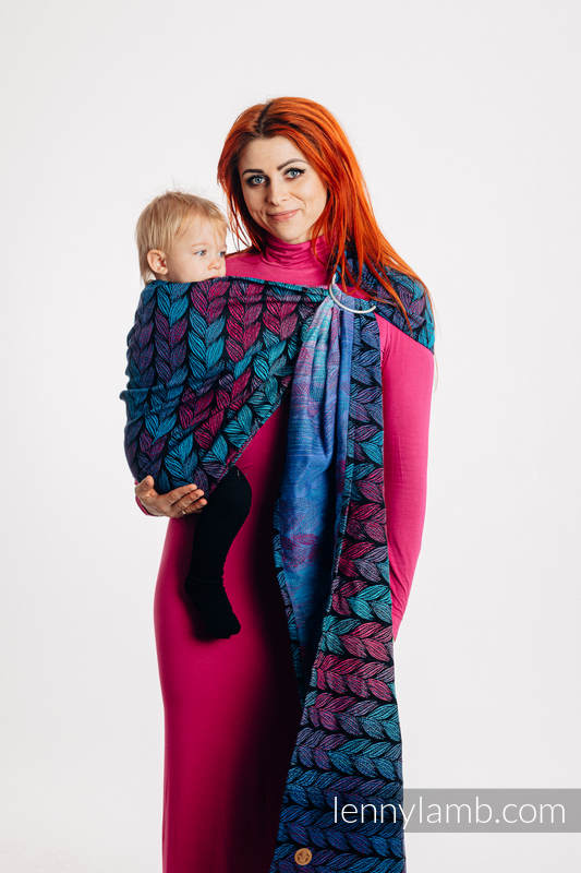 Ringsling, Jacquard Weave (100% cotton), with gathered shoulder - TANGLED IN LOVE - standard 1.8m #babywearing