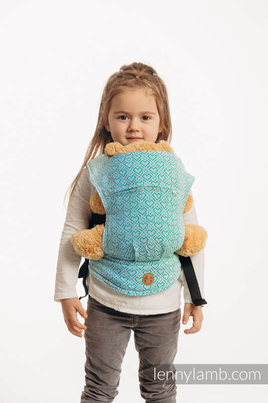 Mochila portamuñecos hecha de tejido, 100% algodón - BIG LOVE ICE MINT #babywearing