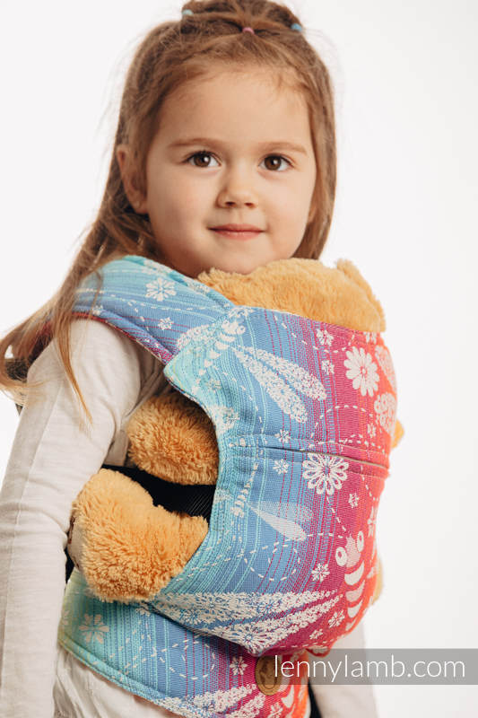 Mochila portamuñecos hecha de tejido, 100% algodón - DRAGONFLY RAINBOW #babywearing