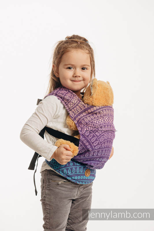 Doll Carrier made of woven fabric, 100% cotton - PEACOCK'S TAIL - CLOSER TO THE SUN #babywearing