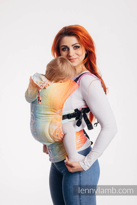 LennyGo Ergonomic Carrier, Toddler Size, jacquard weave 100% cotton - SYMPHONY RAINBOW LIGHT #babywearing