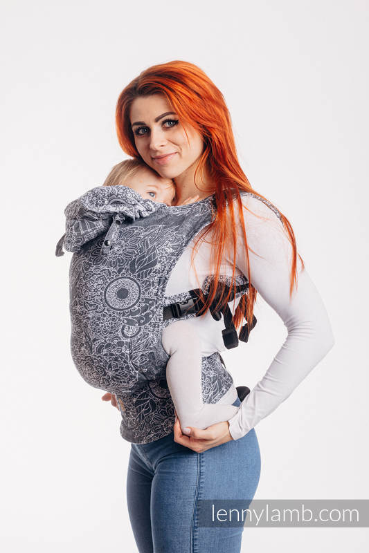 LennyGo Mochila ergonómica, talla bebé, jacquard 100% algodón - WILD WINE GREY&WHITE #babywearing