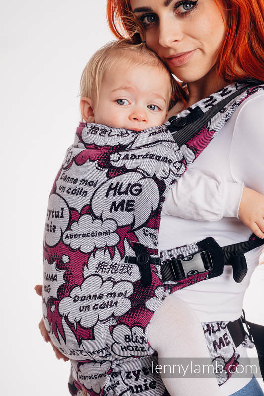 Marsupio LennyUpGrade, misura Standard, tessitura jacquard, 100% cotone - HUG ME - PINK #babywearing