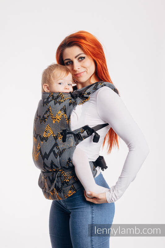 Porte-bébé LennyUpGrade, taille standard, jacquard, 100% coton - WAWA - GREY&MUSTARD #babywearing