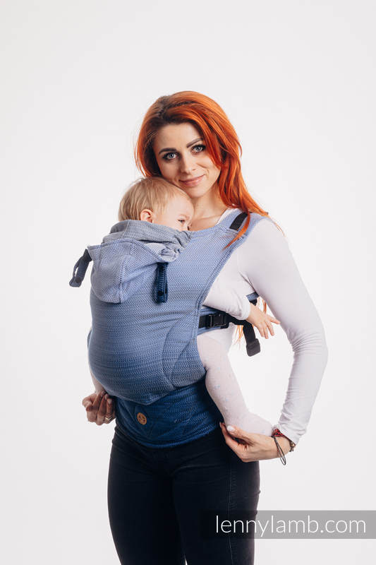 LennyGo Porte-bébé ergonomique, taille bébé, tissage herringbone, 100% coton  - LITTLE HERRINGBONE OMBRE BLUE #babywearing