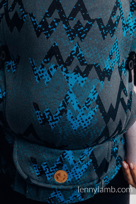 Mochila LennyUpGrade, talla estándar, tejido jaqurad 100% algodón - WAWA - GREY&BLUE #babywearing