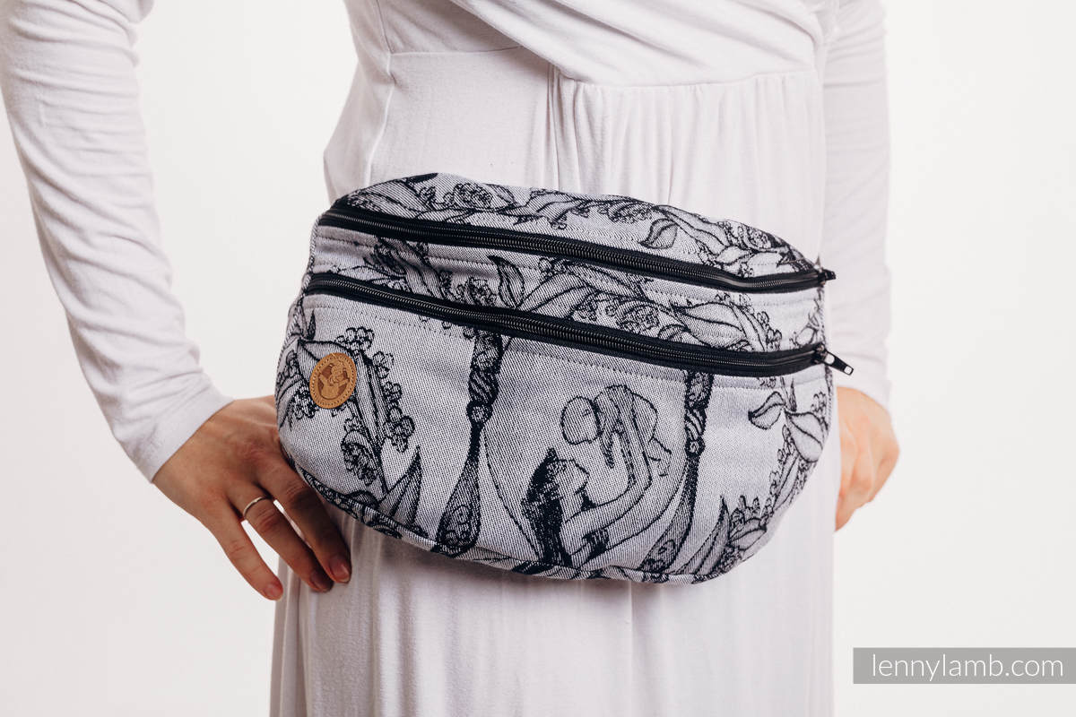 Marsupio portaoggetti Waist Bag in tessuto di fascia, misura large (100% cotone) - TIME (with skull) #babywearing