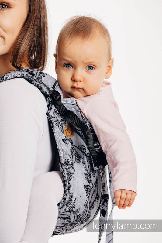 Lenny Buckle Onbuhimo baby carrier, standard size, jacquard weave (100% cotton) - TIME (with skull)  #babywearing