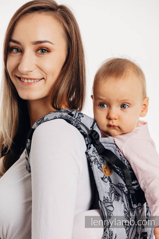 Nosidło Klamrowe ONBUHIMO z tkaniny żakardowej (100% bawełna), rozmiar Toddler - CZAS (z czaszką) #babywearing